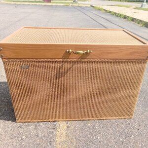 Vintage MCM 1960s REDMON Woven Wicker Storage Blanket Trunk Chest